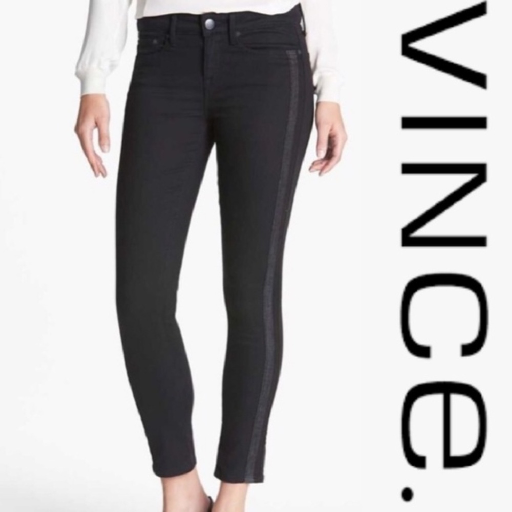 VINCE Dylan Skinny Ankle Jeans W/ Side Stripe